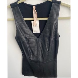 Bailey 44 never worn black leather sleeveless top